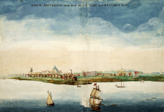Schepen voor de kust van Nieuw-Amsterdam, ca. 1660