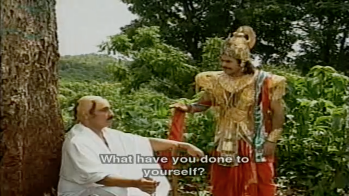 De tv-serie Mahabharat (1988) gebruikte veel Sanskriet